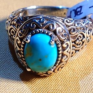 BRAND: "D-JOY SLEEPING BEAUTY TURQUOISE STERLING RING. SIZE 7 (214478233)